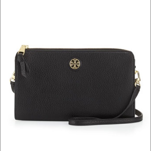 Tory Burch Handbags - Tory Burch Black Pebbled Leather Crossbody Wallet